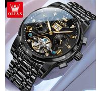 OLEVS Klassische Herrenuhren Tourbillon Multifunktions-Vollautomatik-Herrenuhr High-End-Armbanduhr für Männer HIMMELBLAU
