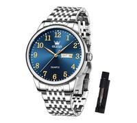 OLEVS Metallarmband Uhren Herren mit Datum Lässiger Großes Zifferblatt Herrenuhren Leuchtende Klassisch Quarz Analog Armbanduhr Damen Edelstahl Geschenke für Männer