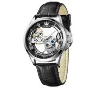 OLEVS Skeleton Automatische Herrenuhren Mechanisch Modisch Luxus Leder Wasserdicht Leuchtende Herren Armbanduhr