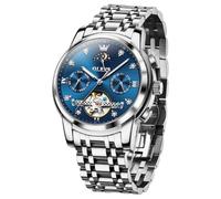 OLEVS Uhr Herren Automatik, Automatik Uhr Herren mit Mondphasenanzeige & Offenem Herzwerk, wasserdichte Herrenuhr Automatik Edelstahl, Uhren Herren für Alltag & Feierlichkeiten