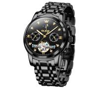 OLEVS Uhr Herren Automatik, Automatik Uhr Herren mit Mondphasenanzeige & Offenem Herzwerk, wasserdichte Herrenuhr Automatik Edelstahl, Uhren Herren für Alltag & Feierlichkeiten