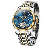 OLEVS Uhr Herren Automatik, Automatik Uhr Herren mit Mondphasenanzeige & Offenem Herzwerk, wasserdichte Herrenuhr Automatik Edelstahl, Uhren Herren für Alltag & Feierlichkeiten