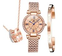 OLEVS Uhren Das neue fließende Sanduhr-Zifferblatt Set Geschenke für Damen, Uhr Halsketten Set Armbänder 3 Stück für, Classic