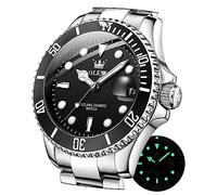 OLEVS Uhren für Herren, klassisch, Datum, Business-Kleid, luxuriös, großes Zifferblatt, grün/schwarz/blau, wasserdicht, leuchtende, Analoge zweifarbige Edelstahl Herren Armbanduhr