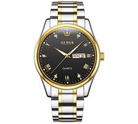 OLEVS Uhren Herren Schwarz Groß Wählscheibe Römische Diamant Luxus Herrenuhren Gold Silber Edelstahl Band Analoger Quarz Herren Armbanduhr Lesbar Wasserdicht Leuchtend Tag Datum Watches for Men