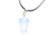 OLGER Damen Halskette, Natürliche Edelsteine Engel Anhänger Reiki Amulett Exquisite Carve Opal Handgemachte Halskette Schwarzes Seil Für Frauen Männer Freundschaft Schmuck