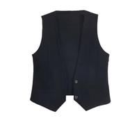 OLGER Denim Weste-Schwarze Retro-Gewaschene Jeansweste Slim Fit Gilet Damen Kurze Jeansweste Plus Size Jeansjacke Sommer Frühling Jeansjacke Knopfleiste Cardigan Top,L