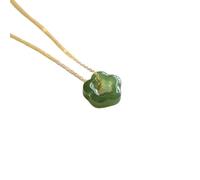OLGER Kette Stein, Blume Anhänger Halskette Dunkelgrün Kristall Vintage Halskette Gold Polierte Kette Freundschaftsketten Erstellt Jade Amulett Schmuck Für Frauen Männer Mädchen Geschenk