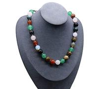 OLGER Runde Perlenkette Bunter Stein Reiki Balance Heilkristall Edelstein Halskette - Boho Yoga Schmuck Für Frauen Mädchen Muttertagsgeschenk