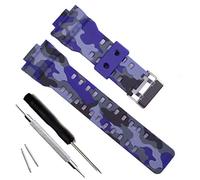 OliBoPo Ersatz-Uhrenarmband aus natürlichem Harz für Casio Herren G-Shock GD120/GA-100/GA-110/GA-100C, Camouflage-Dunkelblau, Einfach und einfach