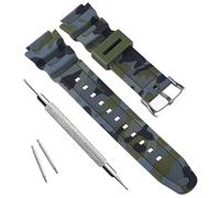 OliBoPo Ersatz-Uhrenarmband für Casio - Camouflage-Armeegrün, 18 mm x 135 mm/80 mm, Harz, Edelstahl, Wasserdicht, Anti-Rutsch, Sport-Loop, Premium-Qualität, Breit kompatibel mit Casio Uhren
