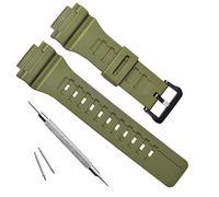 OliBoPo Wasserdichtes Ersatzarmband aus Naturharz für Casio SGW-300H AE-1200 W-800H AQ- S800W AQ-S810W, Grün (Army Green), Armee