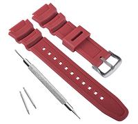 OliBoPo Waterproof Natural Resin Replacement Watch Band for Casio AQ- S800W SGW-300H MRW-200H AE-1200 W-800H W-735H (Red)