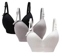 Oliked Still-BH für Frauen, Soft Cup, 3-4 Stück, 3 Stück (Schwarz + Weiß + Grau), XL