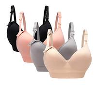 Oliked Still-BH für Frauen, Soft Cup, 3-4 Stück, 4 Stück (Schwarz + Grau + Rosa + Beige), XXL