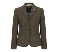 Olivgrüner Tailored Fit Tweed-Blazer mit Fischgrätenmuster für Damen EU 40 / UK 12