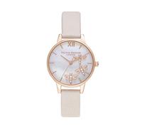 Olivia Burton Analog Quarzuhr für Damen mit Pinkes Lederarmband - OB16GB01