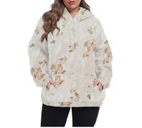 OLRIK Kapuzenpullover in Übergröße für Damen, Fleece-gefüttert, dicke Sweatshirts mit Kängurutasche, gemütlicher Kapuzenpullover für Herbst und Winter, Grauer Ahorn, 3X