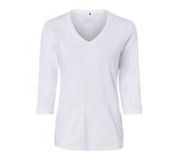 Olsen T-Shirt Longsleeve mit V-Ausschnitt und Dekosteinen Damen Weiß Größe 40