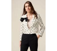 Oltre Short Polka Dot Blazer With Bow White Größe: 36 | Cropped-Jacken Outlet | Damen | Weiß