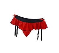 Oludkeph Sexy Herren-Dessous-Beutel-Höschen Herren-Röcke Mooning-Bikini-Slip Girly-Unterwäsche mit Strumpfband (Rot)