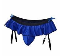 Oludkeph Sexy Herren-Dessous-Beutel-Höschen Herren-Röcke Mooning-Bikini-Slip Girly-Unterwäsche mit Strumpfband (Blau) Einheitsgröße