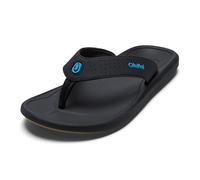 OLUKAI Ki'i Strandsandalen für Herren, schnelltrocknend, wasserabweisend, leicht, formgepresstes Fußbett, ultraweiche bequeme Passform, Lava Rock/Bold Blue, 44.5 EU