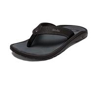 OLUKAI Ohana Herren-Strandsandalen, schnell trocknende Flip-Flop-Slides, wasserabweisend & leicht, formgepresstes Fußbett & ultraweiche Komfort-Passform, Schwarz/Schwarz, 44 EU
