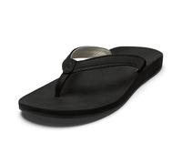 OLUKAI Southshore Damen-Sandalen aus Vollnarbenleder, abriebfeste Gummi-Traktionspads und formgepresstes Fußbett, Lava Rock/Lava Rock, 37.5 EU