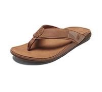 OLUKAI Tuahine wasserdichte Leder-Sandalen für Herren, vielseitige Strand-Flip-Flops, Fußgewölbeunterstützung und bequeme Passform, leicht und langlebig, verbesserte Griffigkeit und Traktion, Toffee