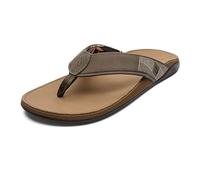 OLUKAI Tuahine wasserdichte Leder-Sandalen für Herren, vielseitige Strand-Flip-Flops, Fußgewölbeunterstützung und bequeme Passform, leicht und langlebig, verbesserte Griffigkeit und Traktion, Hunter
