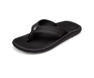OluKai Ulele Strandsandalen für Herren, wasserabweisend, Flip-Flops, Unterstützung des Fußgewölbes und bequeme Passform, leicht und langlebig, verbesserte Griffigkeit und Traktion, Schwarz/Schwarz, 42