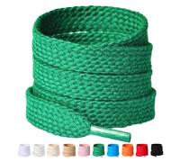 Olukssck 2 Paar 12mm Breit Flache Schnürsenkel aus 100% Baumwolle, Premium Dicke Schuhbänder für Sportschuhe Sneaker Turnschuhe und Freizeitschuhe, Grün, 100cm