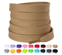 Olukssck 2 Paar Flache Schnürsenkel, 10 mm breite Reißfeste Schuhbänder für Sneakers, Sportschuhe, Turnschuhe, Freizeitschuhe, Khaki, 160cm