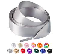 Olukssck 2 Paar Satin Schnürsenkel für Damen, Flache Seide Schuhebänder für Sneakers, Sportschuhe, Turnschuhe, Laufschuhe, Grau, 140cm