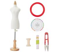 OLYCRAFT 1/3 Größe Mini Kleiderform Für Damen Miniatur Schaufensterpuppe Zum Nähen Schneiderpuppe 48cm Schneiderpuppe Mit Ständer Nadeln Schere Maßbänder Spulen Zum Nähen Flicken Set