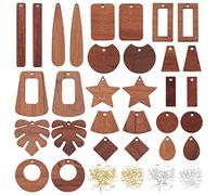 OLYCRAFT 190 Stück Ohrring Anhänger Aus Harz Holz Naturholz Harz Charms Walnussholz Schmuckzubehör Für Die Herstellung von Halsketten Und Ohrringen - 15 Stile