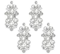 OLYCRAFT 4 Stück Hot Fix Kristall Nähapplikation 71x38mm Silberfarbene Blumen Strass Applikation Zum Aufbügeln Auf Hochzeiten Und Brautschmuck Für Haare Kostüme Schuhe Gürtel