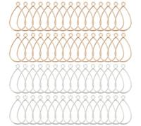 OLYCRAFT 60 Stück Teardrop Open Back Lünette Anhänger Teardrop Open Frame Anhänger mit 2,8mm Loch Teardrop Hollow Frame Anhänger Legierung für DIY UV-Harz Schmuck machen -Silber & Light Gold