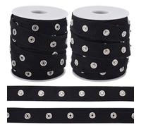 OLYCRAFT 9.1 m 2 Rollen Schwarzes Druckknopfband Zum Nähen 2cm Breites Druckknopfband Baumwollhandwerk Metalldruckknopfband Zierdruckknöpfe Zum Nähen Verschlussknopf Köperband Bänder
