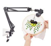 OLYCRAFT Black Embroidery Table Stand Kit 8mm Hole Hand Embroidery Stand Lap Folding Cross Stitch Stand Clamp Hand Embroidery Hoop Holder 360 Rotated Embroidery Holder Stand for Embroidery Hoops