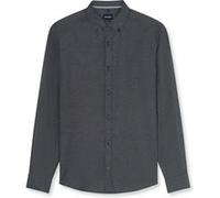 Langarmhemd OLYMP "Casual", Herren, Gr. 3XL, N-Gr, grau (schwarz), Web, Obermaterial: 100% Baumwolle, meliert, regular fit normal, 1-Knopf-Manschette, Hemden, Button-down-Kragen, regular fit (11759158