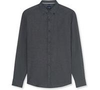 Langarmhemd OLYMP "Casual", Herren, Gr. M, N-Gr, grau (schwarz), Web, Obermaterial: 100% Baumwolle, meliert, regular fit normal, 1-Knopf-Manschette, Hemden, Button-down-Kragen, regular fit (11759158-M