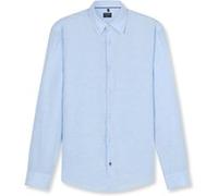 Langarmhemd OLYMP "OLYMP Casual, Regular Fit, Kent", Herren, Gr. M, Normaler Arm, blau (hellblau), 100% Leinen, Hemden (63696856-M) hellblau