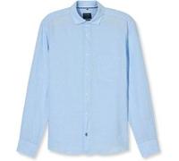Leinenhemd OLYMP "OLYMP Hemd Casual - Leinen", Herren, Gr. XL, N-Gr, blau (hellblau), Obermaterial: 100% Leinen, casual, regular fit, Langarm Manschette, Hemden (91942659-XL) hellblau