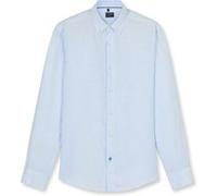 OLYMP Casual Regular Fit Leinenhemd hellblau, Gestreift