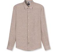 OLYMP Casual Regular Fit Leinenhemd braun, Einfarbig