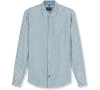 OLYMP Casual Regular Fit Leinenhemd smaragd, Gestreift