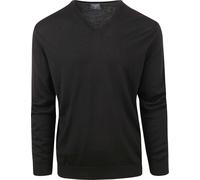 OLYMP Pullover Herren Regular Fit V-Ausschnitt Merinowolle schwarz, 4XL