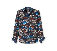 OLYMP Casual Regular Fit Flanellhemd marine, Bedruckt